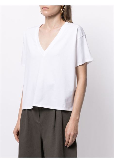 T-shirt con scollo a v  in bianco Loulou studio - donna LOULOU STUDIO | FAAAWHT